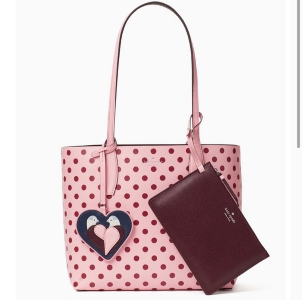 Kate Spade Pink Polka dot Lovebirds Purse